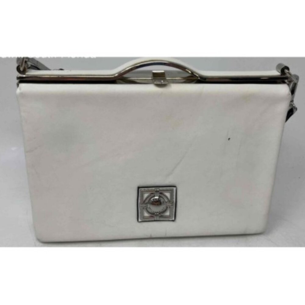 Catherine Malandrino White Geometric Frame Clutch, Vintage Style